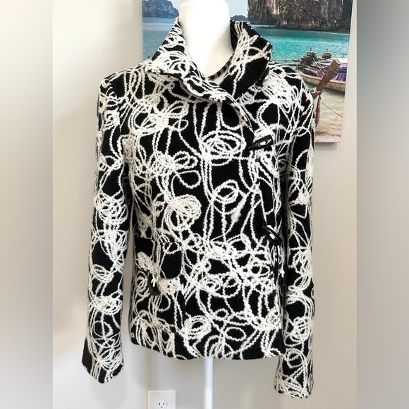 Nordstrom Angora Wool Jacket Hand Sewn Details 2 Pockets, Toggle Close Front - Picture 3 of 15